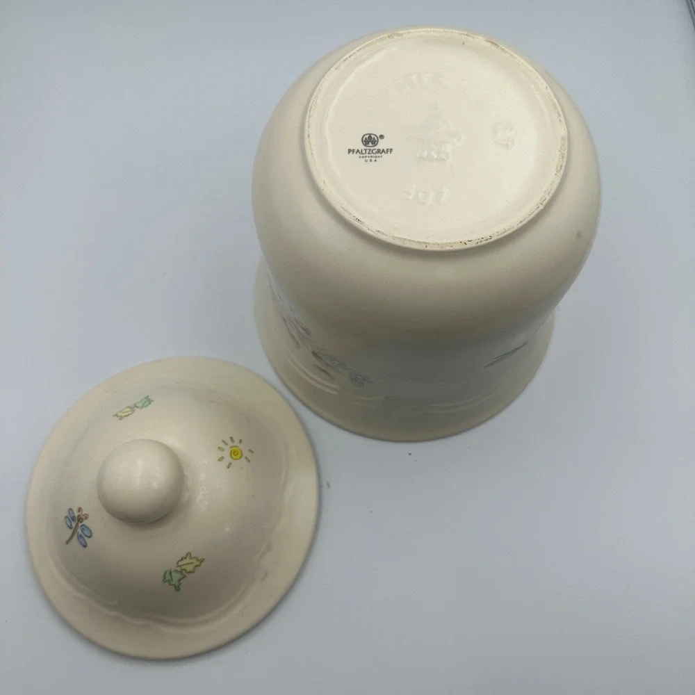 Vintage Pfaltzgraff Tea Rose‎ Dragonfly Cookie Jar Canister Cottagecore Large